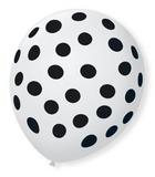 Balão Bexiga Decorada Branca Bolinha preta N 9 pct com 25 unid - São roque