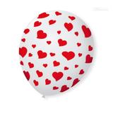 Balão Bexiga Decorada branca coração Vermelho N9 pct com 25 unid. - São roque