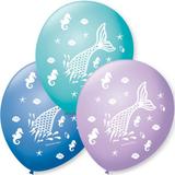 Balão Bexiga Decorada Sereia N 9 pct com 25 unid - São roque