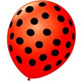 Balão Bexiga Decorada Vermelho Bolinha Preta N 9 pct com 25 unid - São roque