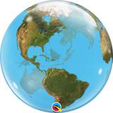 Balão bubble transparente 22" planeta terra - 56 cm - Qualatex