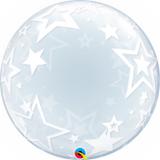 Balão bubble transparente 24" estrelas gigantes - 61 cm - Qualatex