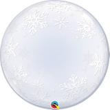 Balão bubble transparente 24" flocos de neve - 61 cm - Qualatex