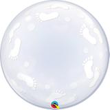 Balão bubble transparente 24" pezinhos de bebe - 61 cm - Qualatex