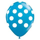 Balão de Látex Azul com Bolinhas Brancas 10 1D com 25 Unidades Balloontech