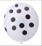 Balão de Látex Confete Branco com Preto 11" 28 cm 25 und Happy Day