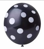 Balão de Látex Confete Preto Com Branco 11" 28 cm 25 und Happy Day