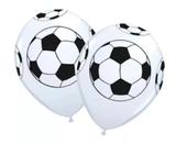 Balão de Látex Decorado Branco com Bola de Futebol Preta 10" 28cm 25un Pic Pic