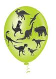 Balão de Látex Decorado Verde Com Dinossauro Preto 10" 28cm 25un Pic Pic