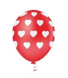 Balão de Látex Decorado Vermelho Coração Branco 10" 28cm 25un Pic Pic
