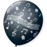 Balão de Látex Notas Musicais Preto e Branco 25 unidades São Roque 9 polegadas - Festabox