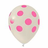 Balão de Látex Poa Branco e Rosa 25 unidades n10 25cm Pic Pic
