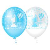 Balão Decorado 1 Aninho Azul Tamanho 10 c/25 - Pic Pic