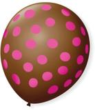 Balao Decorado N.090 Bolinha Marrom C/ Rosa Sao Roque