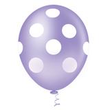 Balão Fantasia Poa Lilás e Branco Tamanho 10 C/25 - Pic Pic