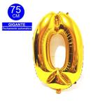 Balão Gigante Numero 0 Dourado Metalizado 75 Cm - Festas decor