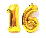 Balão Gigante Número 16 Dourado Metalizado Festas Decoração 75 Cm - Festas decor