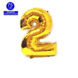 Balão Gigante Numero 2 Dourado Metalizado 75 Cm - Festas decor