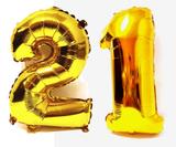 Balão Gigante Número 21 Dourado Metalizado Festas Decoração 75 Cm - Festas decor