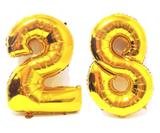 Balão Gigante Número 28 Dourado Metalizado Festas Decoração 75 Cm - Festas decor