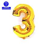 Balão Gigante Número 3 Dourado Metalizado 75 Cm - Festas decor