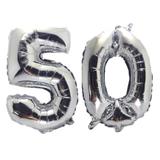 Balão Gigante Número 50 Prata Metalizado Festas Decoração 75 Cm - Festas decor