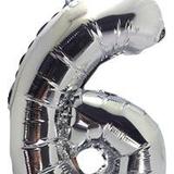 Balão Gigante Número 6 Prata Metalizado 75 Cm - Festas decor