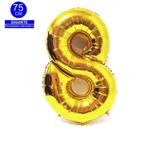 Balão Gigante Número 8 Dourado Metalizado 75 Cm - Festas decor