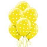 Balão Latéx Nº 10 - 25cm c/ 25 unidades Amarelo Poá Branco - Riberball