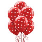 Balão Látex Nº 10 - 25cm c/ 25 unidades Vermelho Poá Branco - Riberball