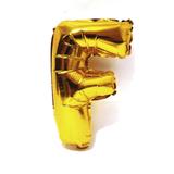 Balão Letra F Dourado Metalizado 40 Cm - Festas decor