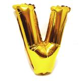 Balão Letra V Dourado Metalizado 40 Cm - Festas decor