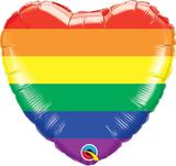 Balão metalizado 18" coração listrado arco iris - 45cm - 1un - Qualatex