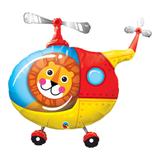 Balão metalizado 35 polegadas - leão piloto de helicóptero - qualatex