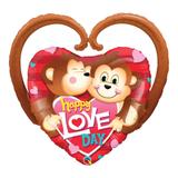 Balão metalizado 39 polegadas - happy love day monkeys - qualatex