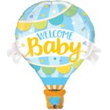 Balão metalizado 42" bem vindo bebe azul - 106cm - 1un - Qualatex