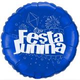 Balão Metalizado Azul e Branco Festa Junina Flexmetal - Festabox