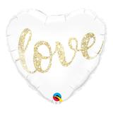 Balão metalizado coração 18 polegadas - amor, com purpurina ouro - qualatex