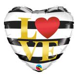 Balão metalizado coração 18 polegadas - amor listras horizontais - qualatex