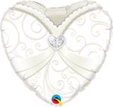 Balão Metalizado Coração Vestido de Noiva - 1 unidade - Qualatex