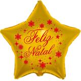 Balão Metalizado Estrela 9 polegadas - 23 cm Ouro Feliz Natal - Flexmetal