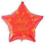 Balão Metalizado Estrela Vermelho Feliz Natal - Flexmetal - Festabox