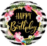 Balão Metalizado Happy Birthday Tropical - 1 unidade - Qualatex