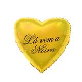 Balão Metalizado Lá Vem a Noiva Coração Dourado 20" Flexmetal - Festabox