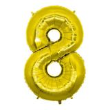 Balão Metalizado Número 8 Ouro 40 cm - Mundo bizarro