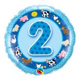 Balão metalizado redondo 18 polegadas - 2 anos animais da fazenda - qualatex