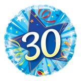 Balão metalizado redondo 18 polegadas - 30 estrela brilhante, azul intenso - qualatex
