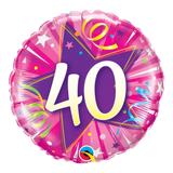 Balão metalizado redondo 18 polegadas - 40 estrela brilhante rosa intenso - qualatex