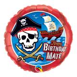 Balão metalizado redondo 18 polegadas - aniversário, caveira e navio pirata - qualatex