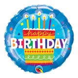 Balão metalizado redondo 18 polegadas - bolo de aniversário azul - qualatex